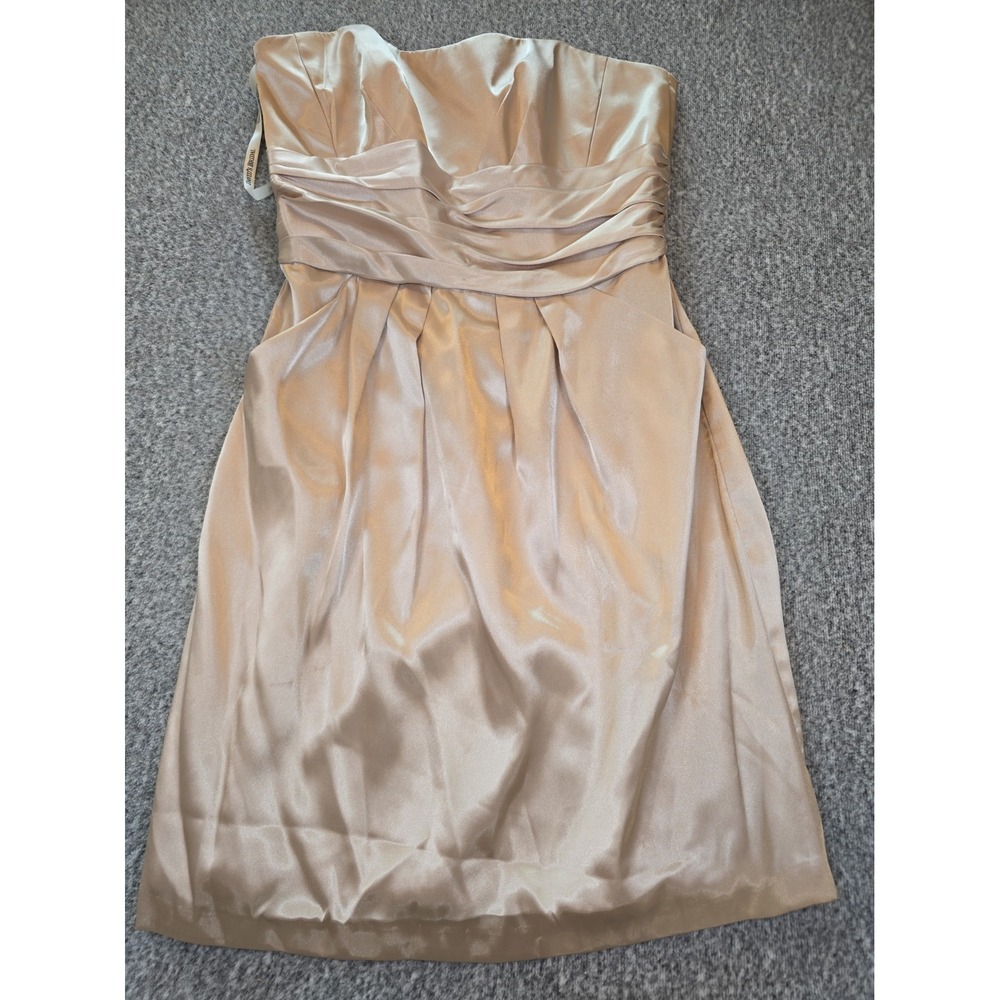 David's Bridal 83707 Champagne Satin Strapless Dress Size 8 Bridesmaid